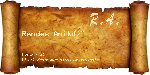 Rendes Anikó névjegykártya